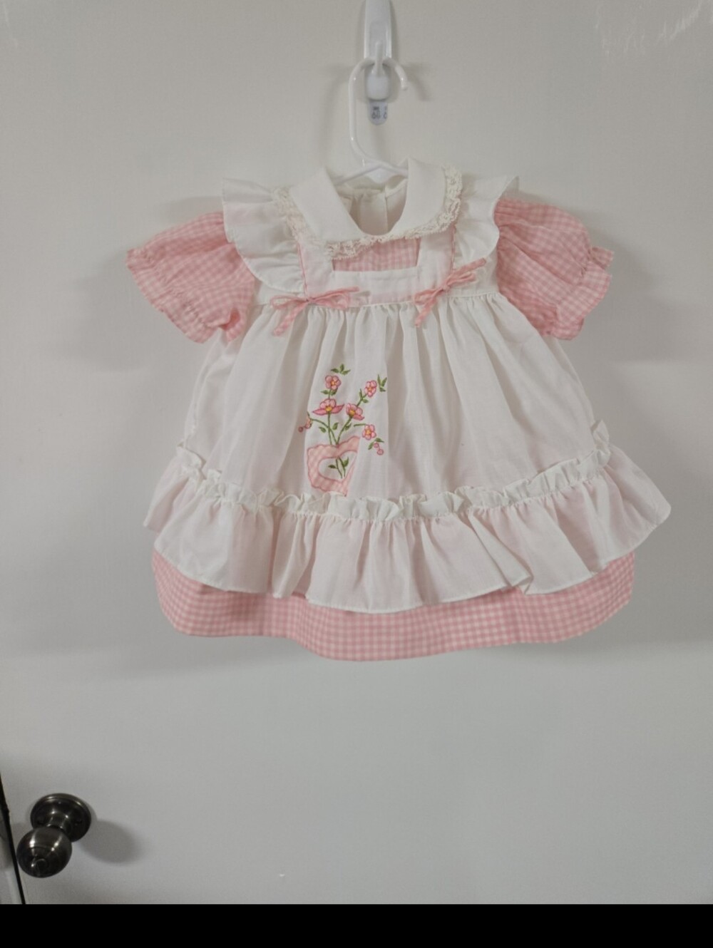 Precious vintage pink checkered baby dress sz 18mon